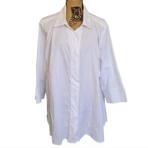 2X Martha Stewart White Button Down Blouse